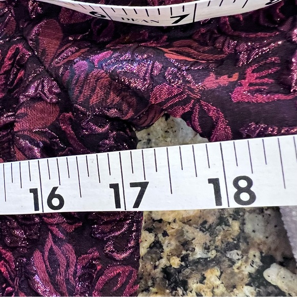 Ricki Freeman Teri Jon Burgundy Sparkle Brocade Dress Size 4 - Picture 10 of 10